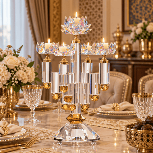 Crystal Candlestick - GOLD - AB - Asfour Crystal