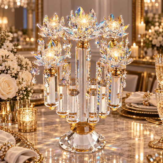 Crystal Candlestick - AB x Gold - Asfour Crystal