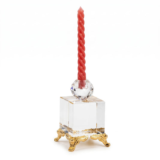 Candlestick - clear -Gold Plated - Medium - Asfour Crystal