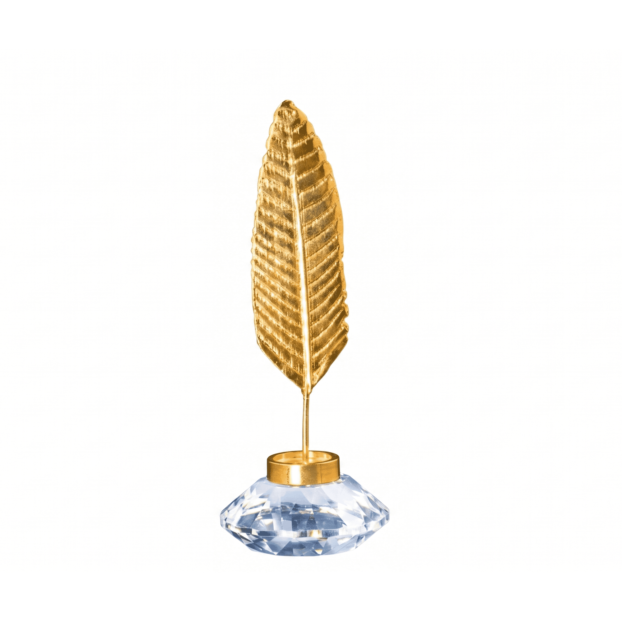 Asfour Crystal Feather – Clear and Gold – 4 × 10