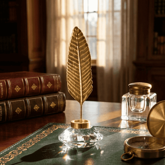 Asfour Crystal Feather – Clear and Gold – 4 × 10