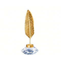 Asfour Crystal Feather – Clear and Gold – 4 × 10