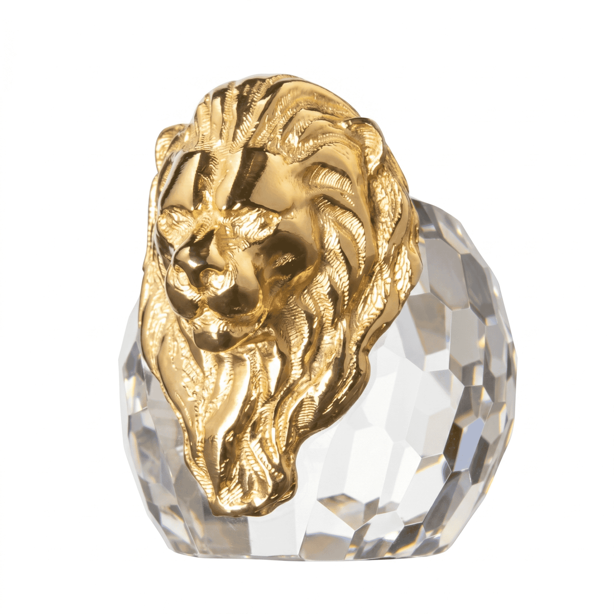 Asfour Crystal Lion – Clear and Gold – 4 × 6