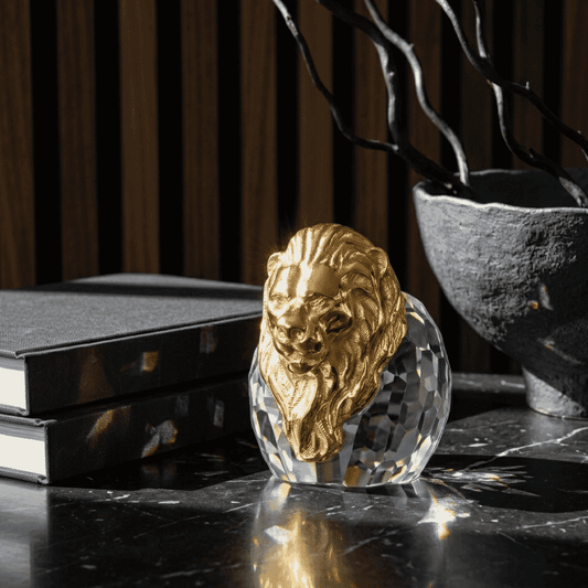 Asfour Crystal Lion – Clear and Gold – 4 × 6