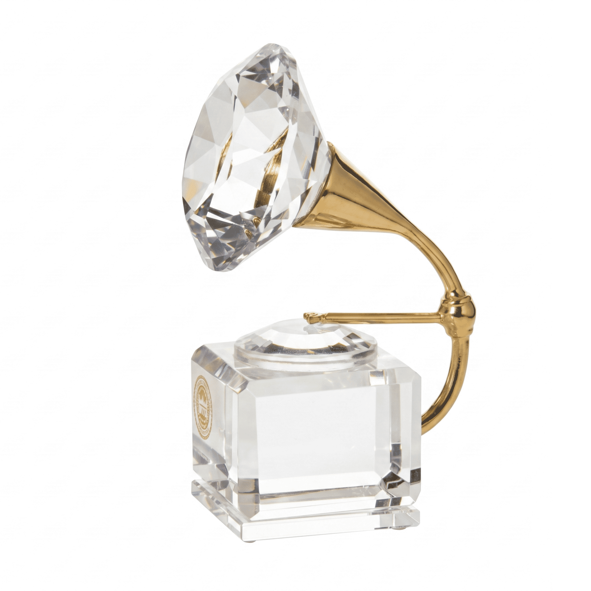 Asfour Crystal Mini Gramophone – Clear and Gold – 4 × 9