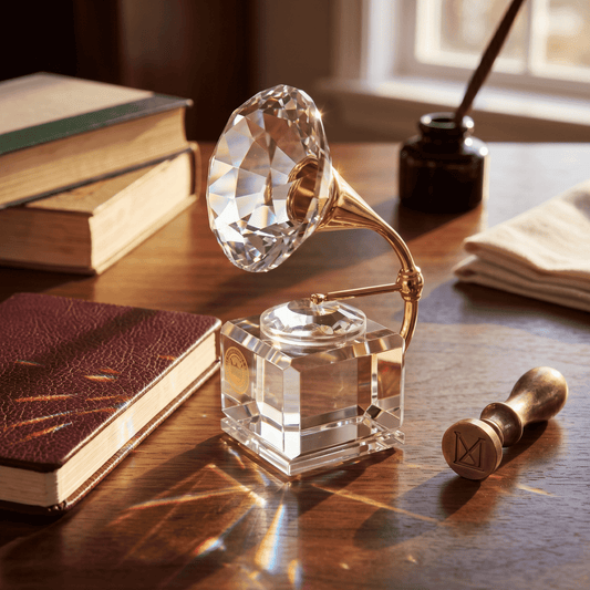 Asfour Crystal Mini Gramophone – Clear and Gold – 4 × 9