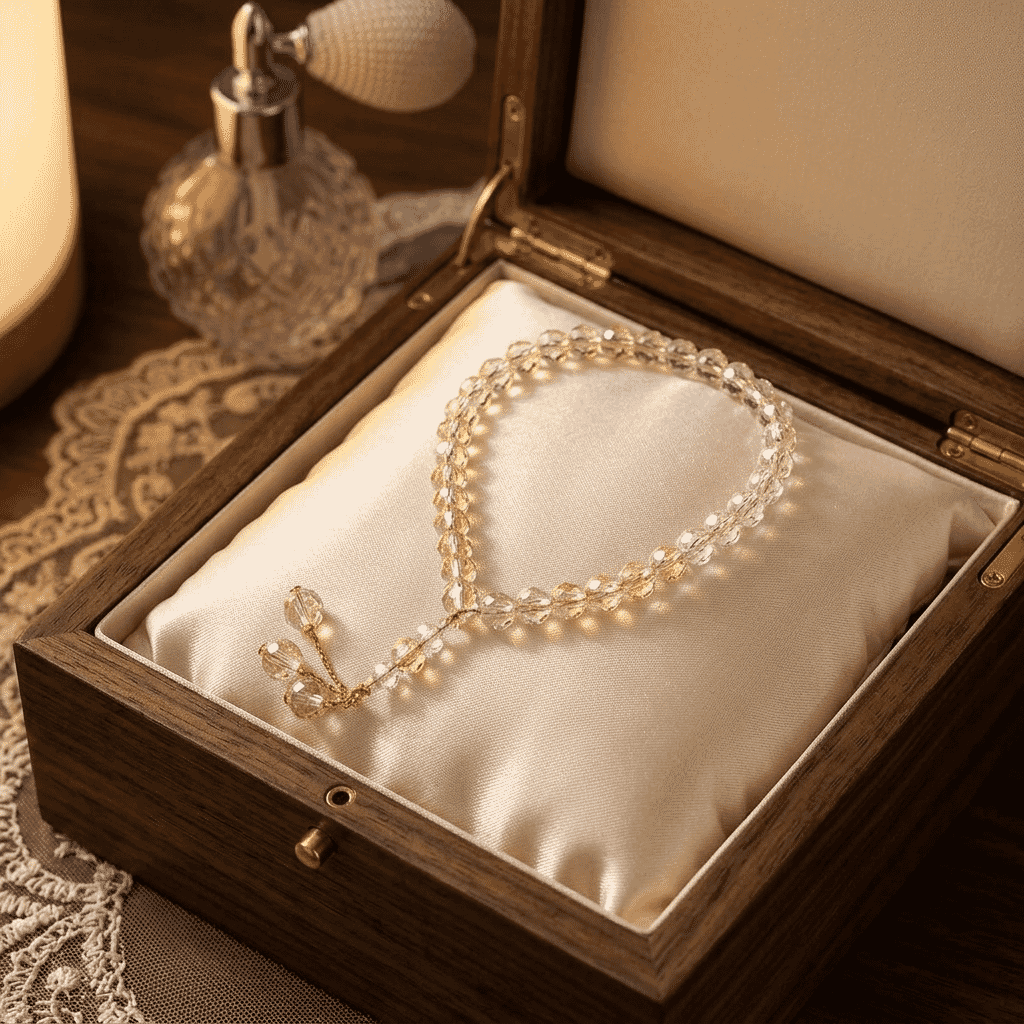 Rosary - Clear  - Gold Separator - X Large Bead - Asfour Crystal