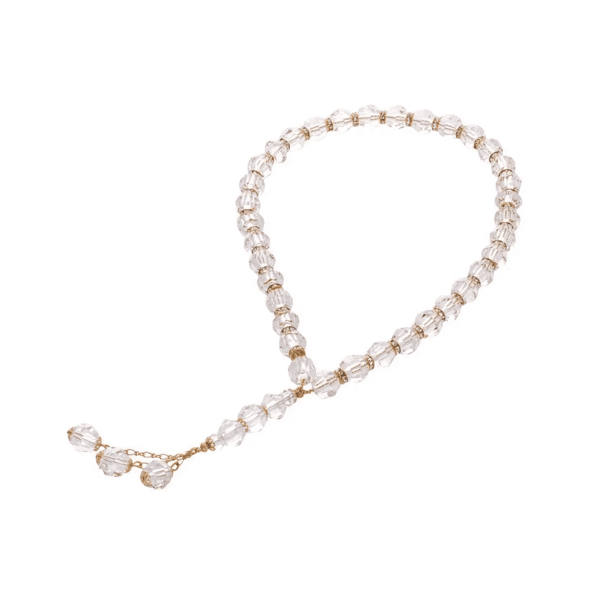 Rosary - Clear  - Gold Separator - Large Bead - Asfour Crystal