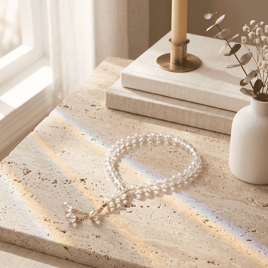 Crystal Rosary clear meduim beads Gold Separator