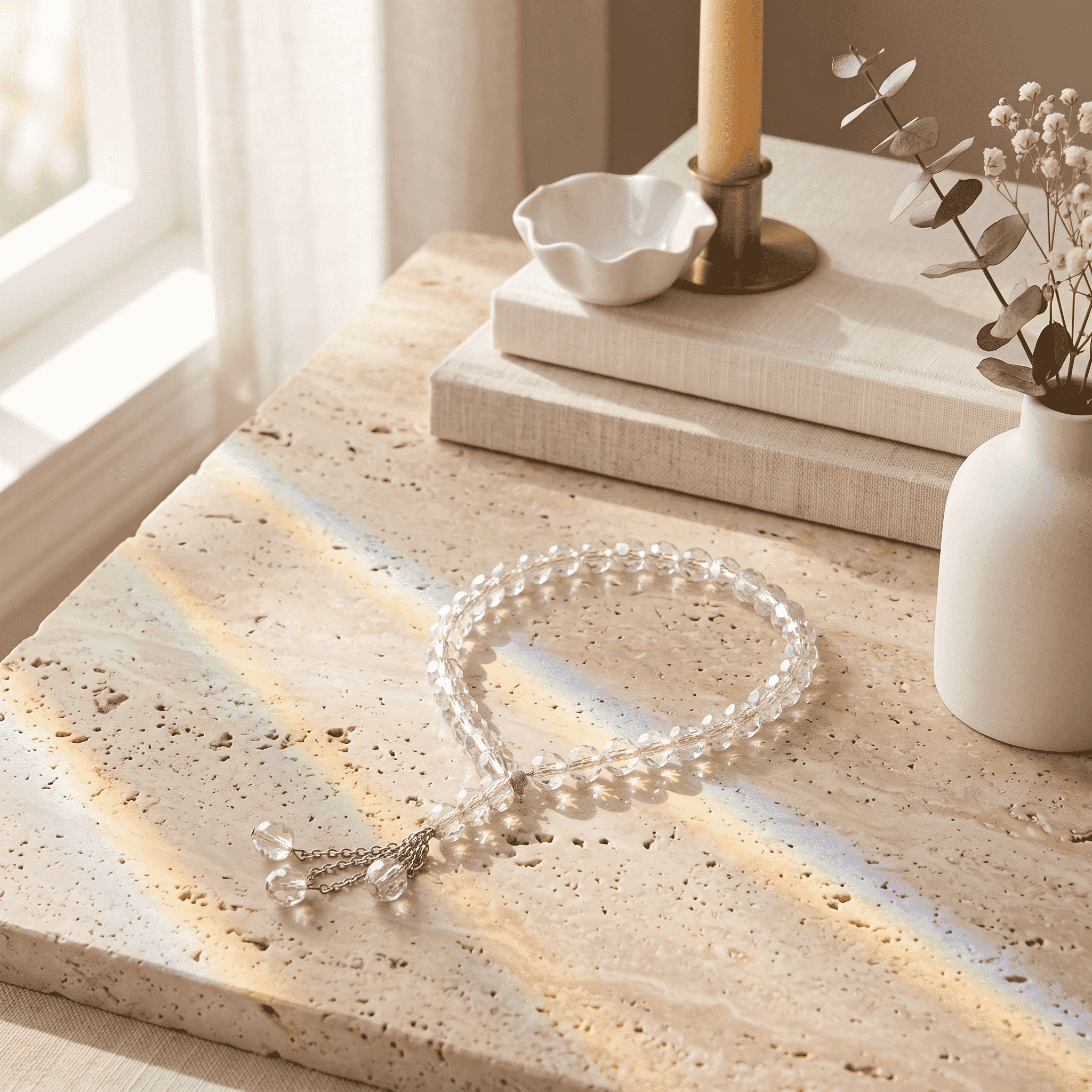 Rosary - Clear  - Medium Bead - Asfour Crystal