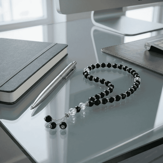 Crystal Rosary Black Large Beads - Asfour Crystal