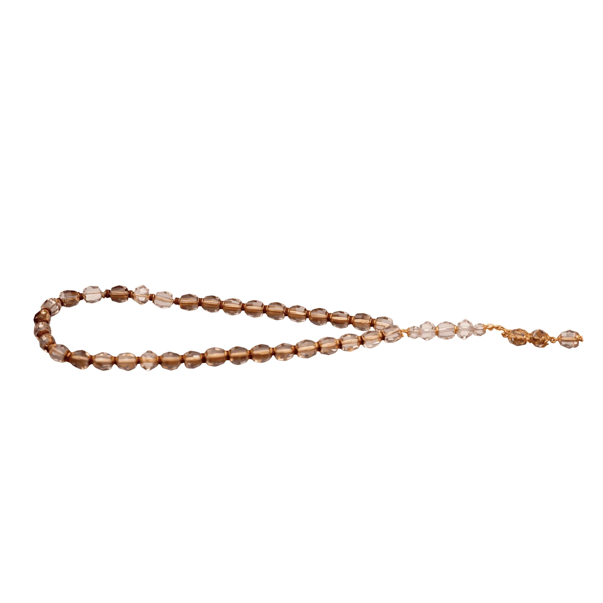 Asfour Crystal Rosary – Oval – Gold and Clear – 98/10