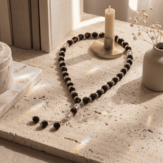 Rosary - Black - Gold Separator - Asfour Crystal