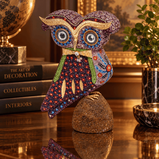 Asfour-Crystal-Owl-inlaid-with-colored-crystal-lobes
