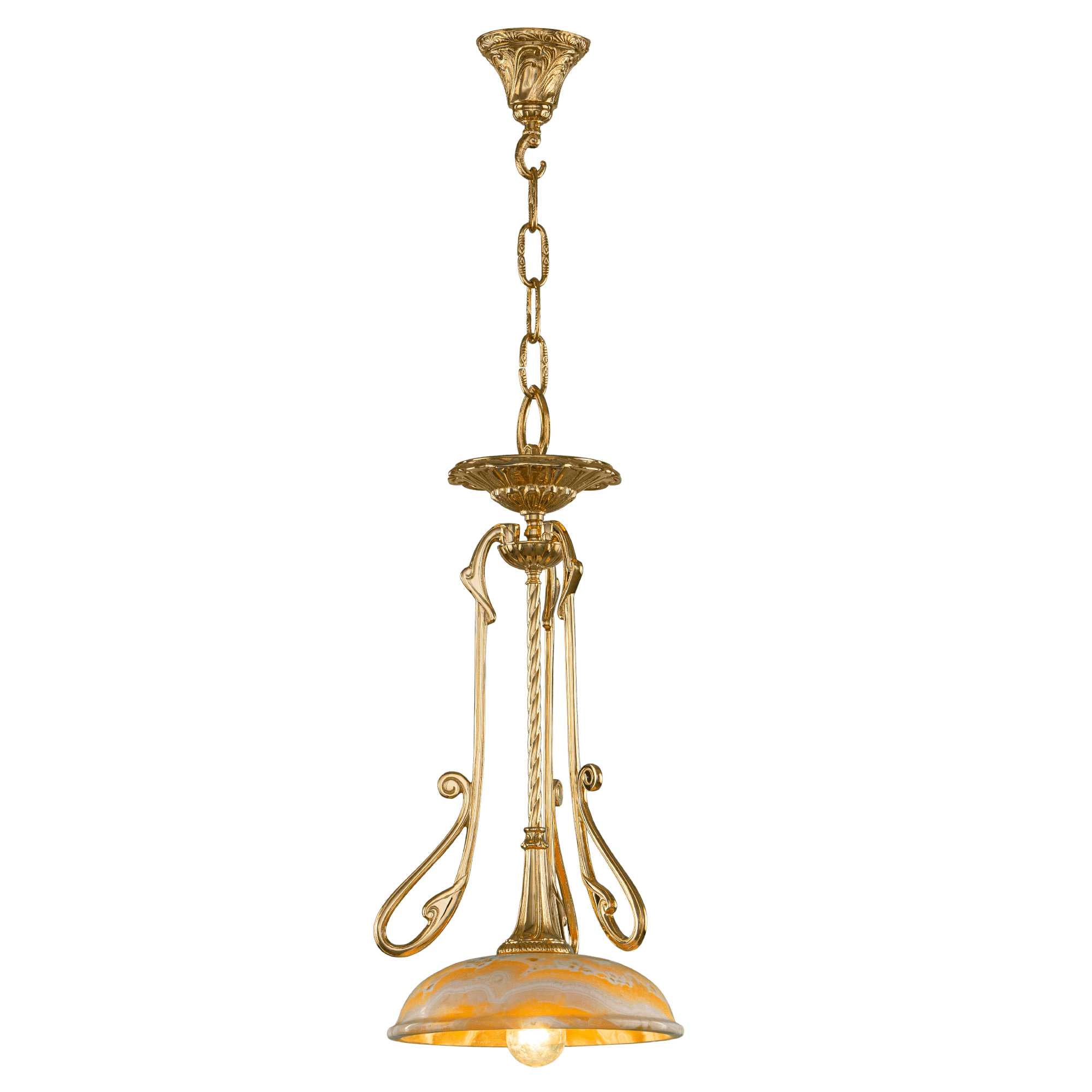 Alabaster Pendant Light - 1 Bulb - Gold Asfour