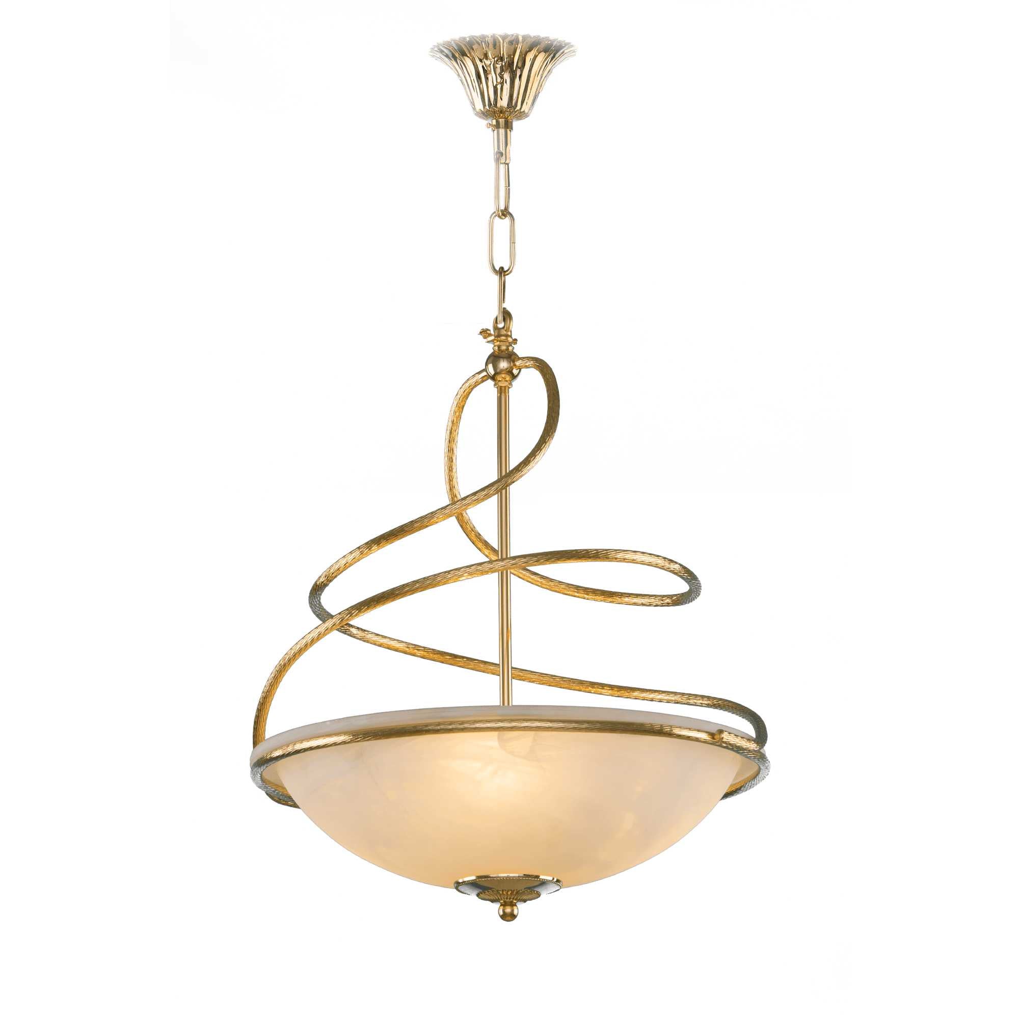 Alabaster Pendant Light - 3 Bulbs - Gold Asfour