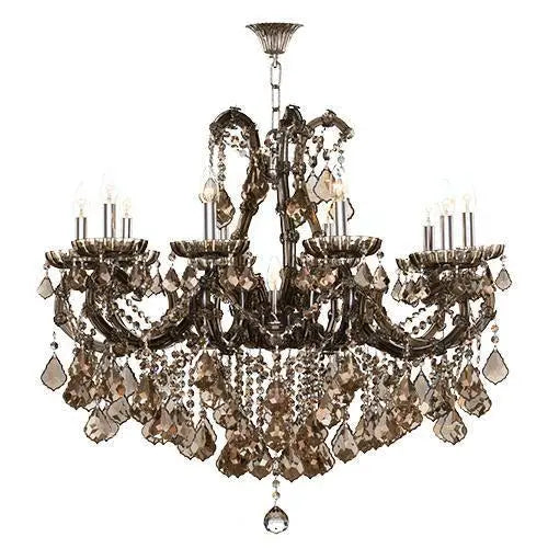 Asfour Crystal - Maria Theresa Chandelier - 11 Bulbs - Chrome - Pendeloque Honey