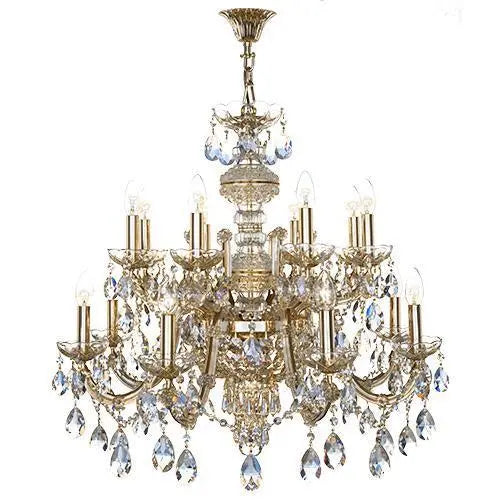 Asfour Crystal - Maria Theresa Chandelier - 18 Bulbs - Gold - Pear Golden Shadow