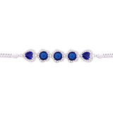 Asfour Box Chain Bracelet With Blue Stones in 925 Sterling Silver
