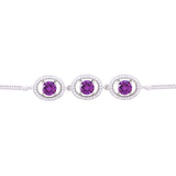 Asfour Box Chain Bracelet With Round Tenzanite Zircon Stones in 925 Sterling Silver