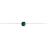 Asfour Chain Bracelet Green Blue Zircon Stone In 925 Sterling Silver