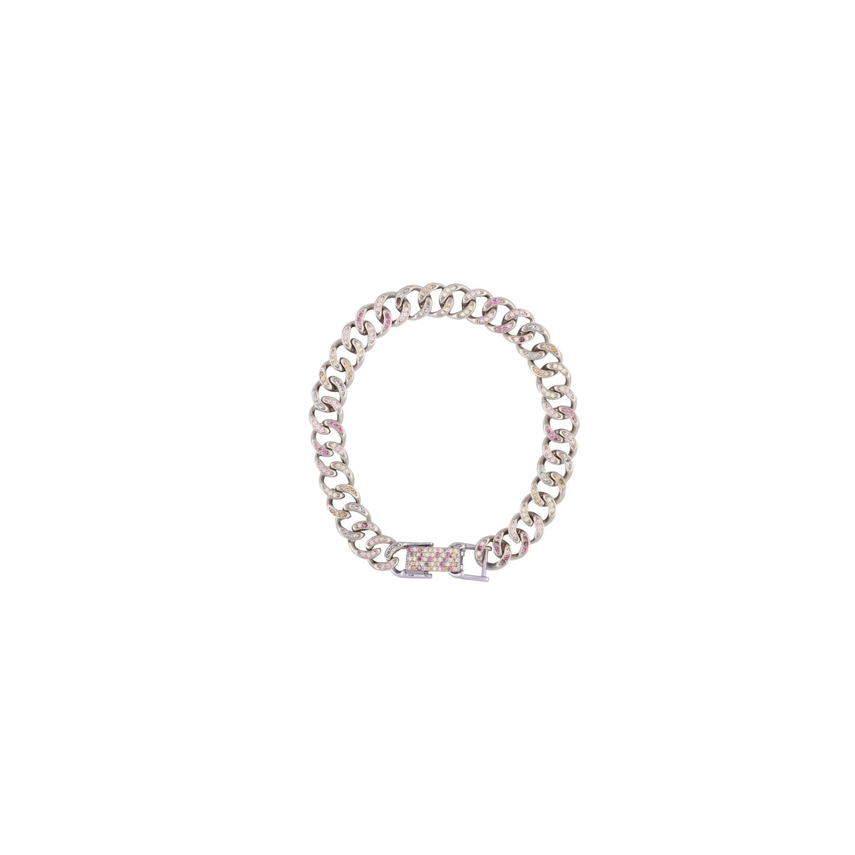 Asfour Chain Bracelet In 925 Sterling Silver Stone Zircon Round Asfour