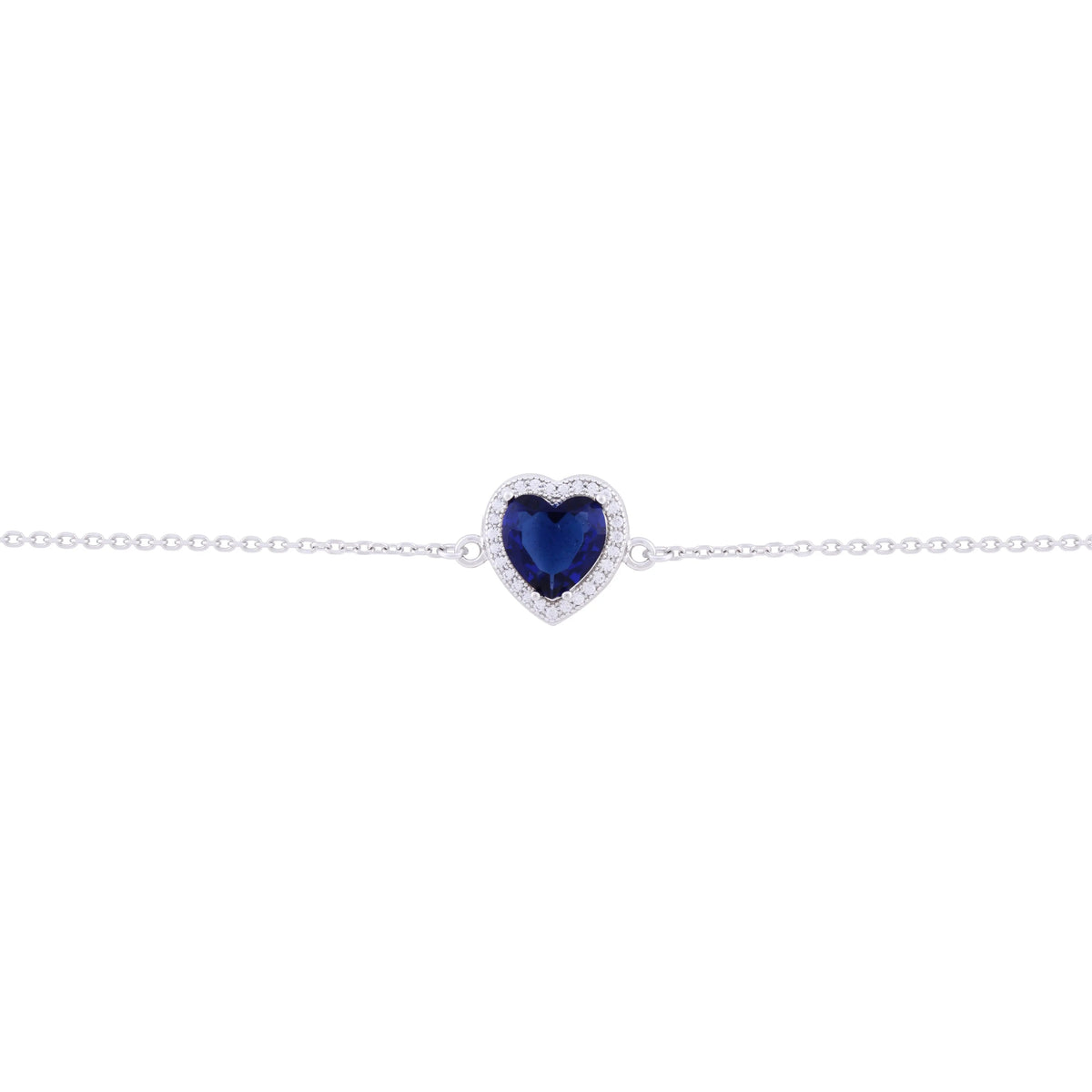 Asfour Chain Bracelet With Blue Heart in 925 Sterling Silver