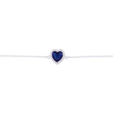 Asfour Chain Bracelet With Blue Heart in 925 Sterling Silver