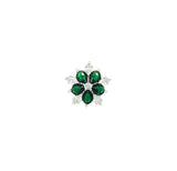 Asfour Crystal 925 Silver Heart Ring With Transparent & Green Zircon Lobes - Silver - Size 8
