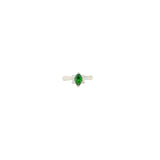 Asfour Crystal 925 Silver Oval Oval Shaped Ring With Transparent & Green Zircon Lobes - Silver - Size 7