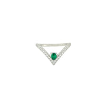 Asfour Crystal 925 Silver Triangle Shape With Green Crystal Lobe Ring -  Silver 