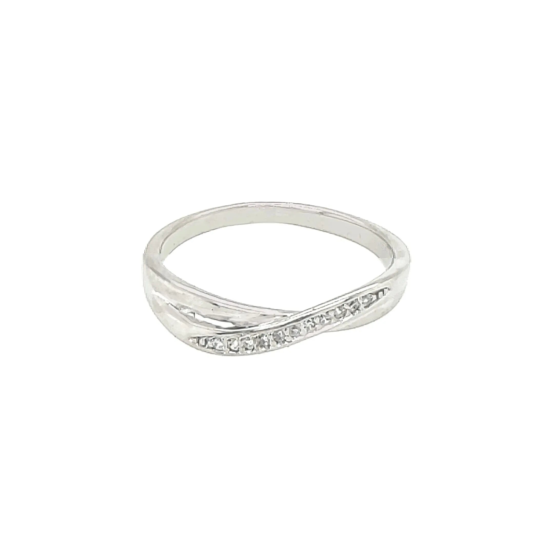 Asfour Crystal 925 Silver Two Lines With Clear Crystal Lobes Ring -  Silver