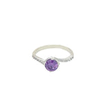 Asfour Crystal 925 Silver With Tanzanite Crystal Lobe Ring - Silver Size 7