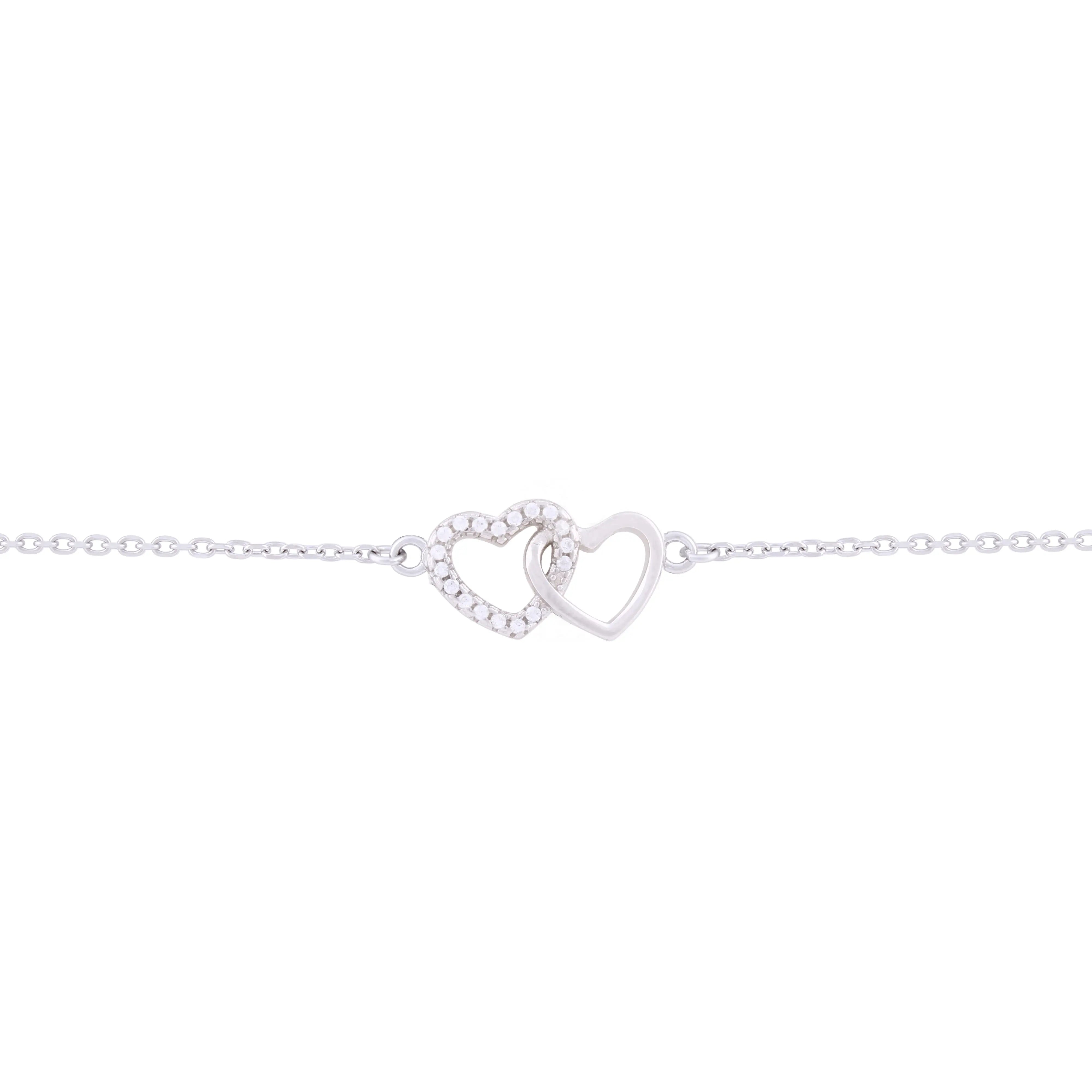 Asfour Hearts Chain Bracelet in 925 Sterling Silver