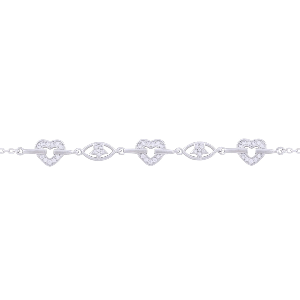 Asfour Hearts Chain Bracelet in 925 Sterling Silver