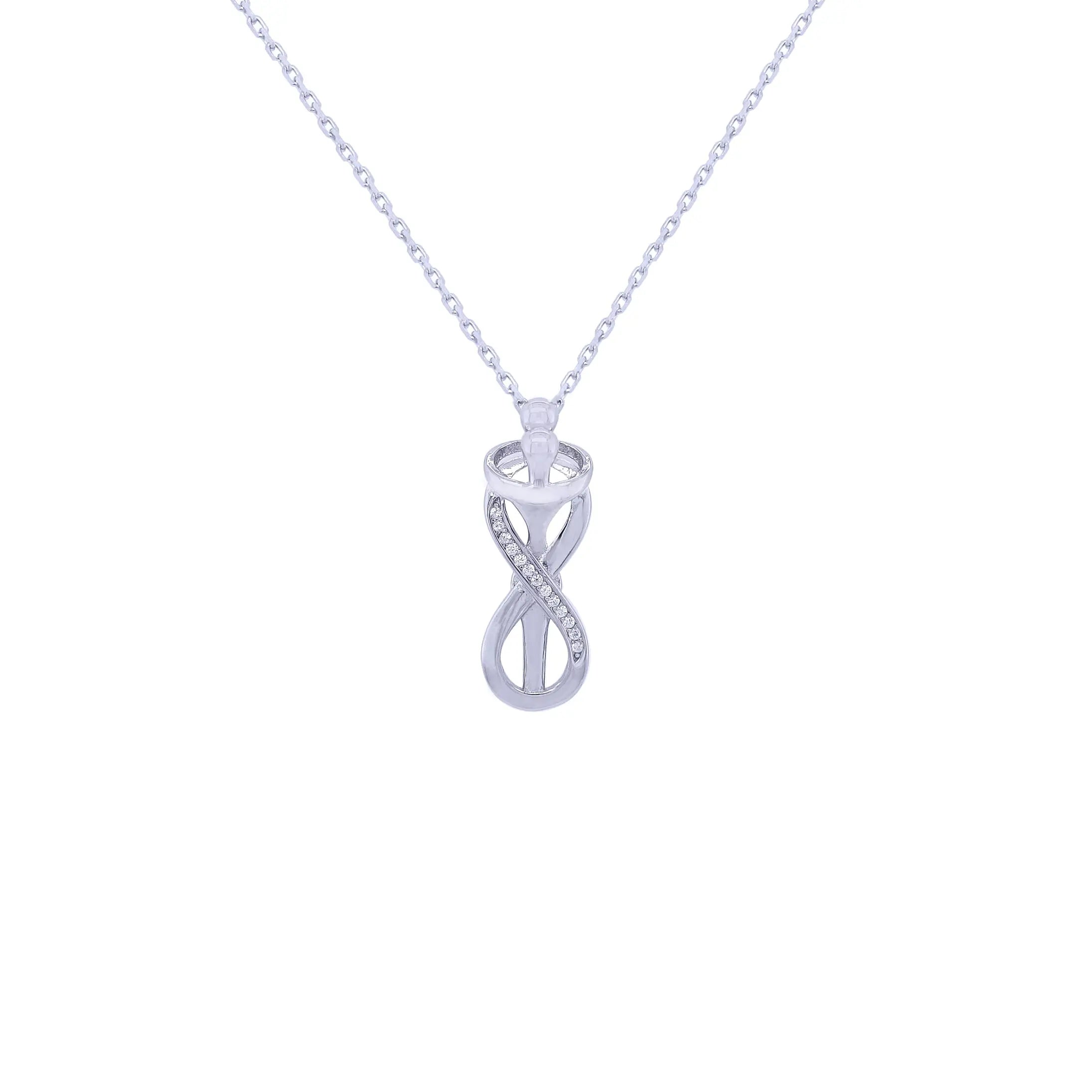 Asfour Sterling Silver 925 With Eternal Hug Design Pendant-Necklaces-Asfour Crystal