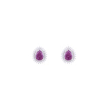 Asfour Stud Earrings made of 925 sterling silver, with a pear design, inlaid with a Tenzanite zircon Stone and decorated with zircon Stones