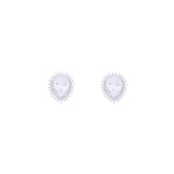Asfour Stud Earrings made of 925 sterling silver, with a pear design, inlaid with a zircon Stone and decorated with zircon Stones