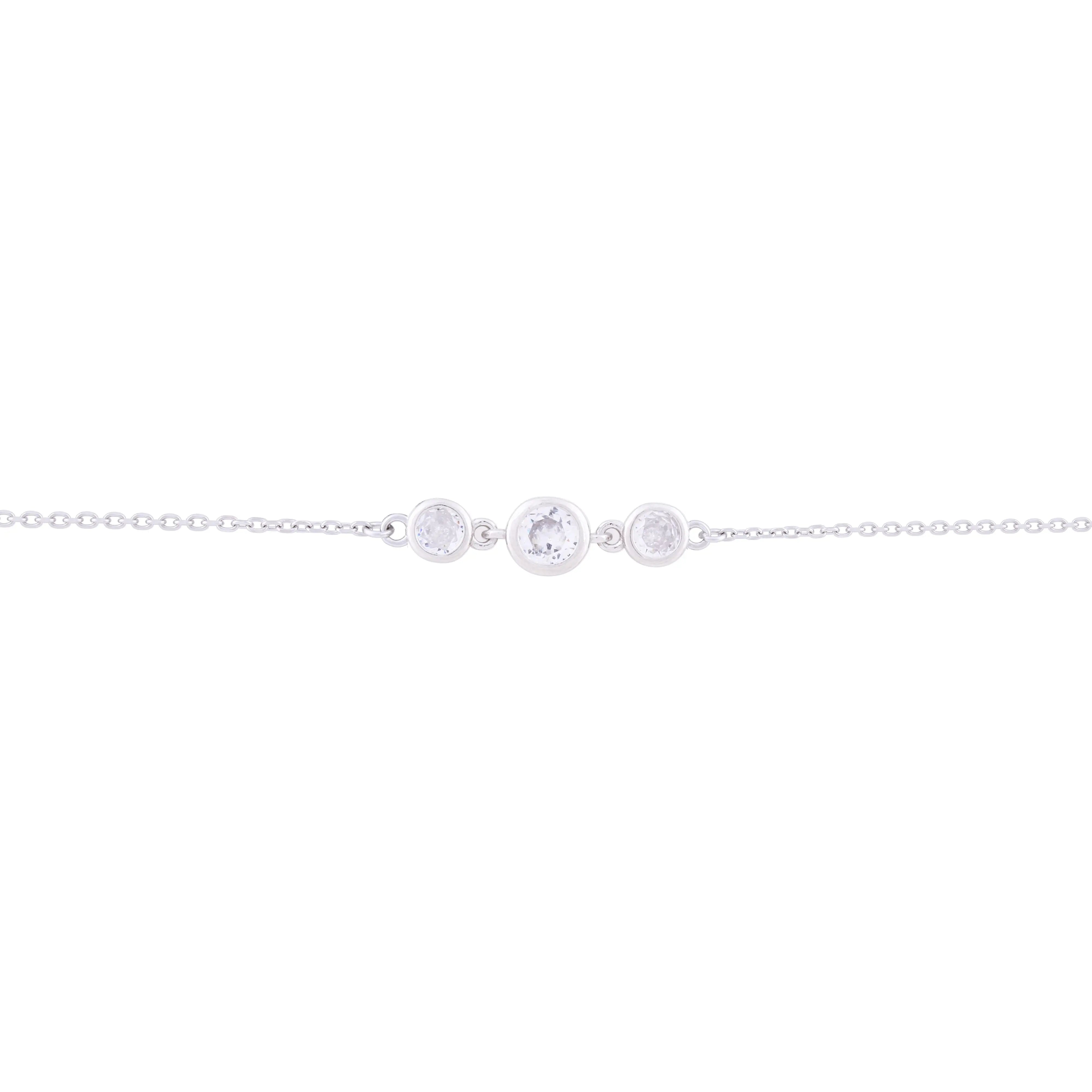 Asfour chain Bracelet With Round Stone In 925 Sterling Silver