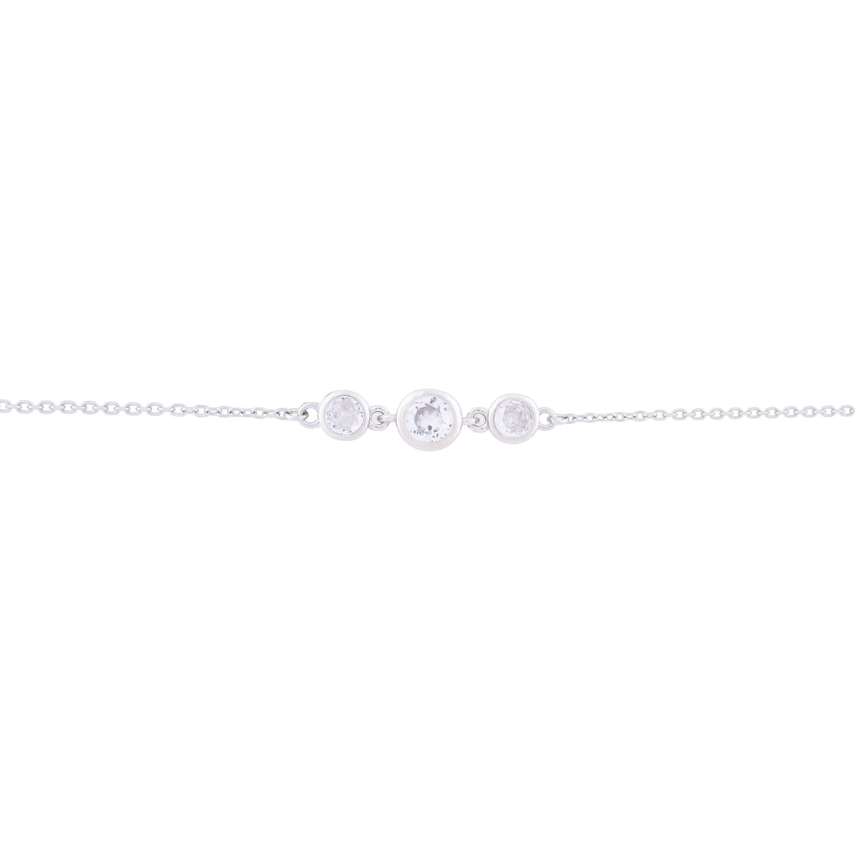 Asfour chain Bracelet With Round Stone In 925 Sterling Silver