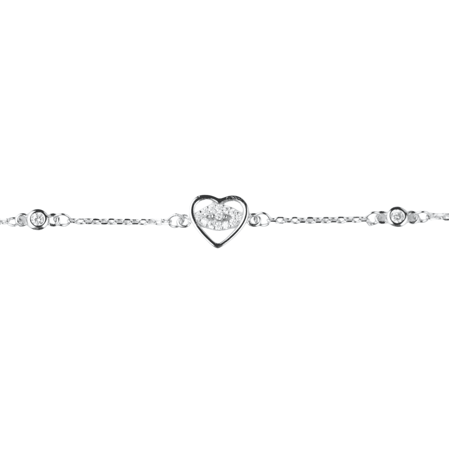 Asfour rounded Zircon Stone 925 Silver Chain-Bracelet - B1921