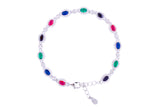 Asfour Crystal Tennis Bracelet With Multi Color Oval Design In 925 Sterling Silver BD0004-K
