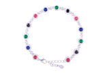 Asfour Crystal Tennis Bracelet With Multi Color Round Design In 925 Sterling Silver BD0005-K