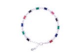 Asfour Crystal Tennis Bracelet With Multi Color Rectangle Design In 925 Sterling Silver BD0007-K