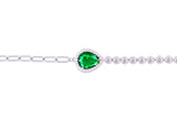 Asfour Crystal Paperclip Tennis Bracelet With Emerald Pear Design In 925 Sterling Silver-BD0013-GW