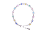 Asfour Crystal Tennis Bracelet With Multi Color Squares Stones In 925 Sterling Silver-BD0016-K-A