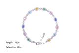 Asfour Crystal Tennis Bracelet With Multi Color Oval Stones In 925 Sterling Silver-BD0026-K-A