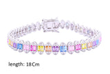 Asfour Crystal Tennis Bracelet With Multi Color Zircon Stones In 925 Sterling Silver BD0043-K