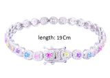 Asfour Crystal Tennis Bracelet With Multi Color Oval Design In 925 Sterling Silver BD0046-K