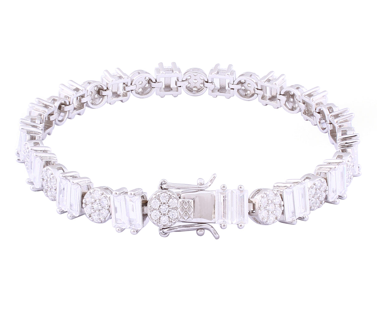 Asfour Crystal Tennis Bracelet Inlaid With Zircon Stones In 925 Sterling Silver BD0050-W